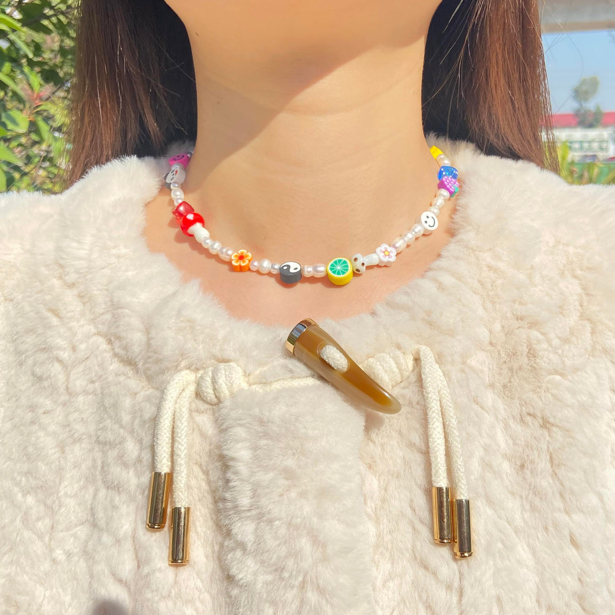 Natural Freshwater Pearl Fun Flirty Beaded Choker Necklace Handmade Summer Boho Jewlery Gifts for Women Teen