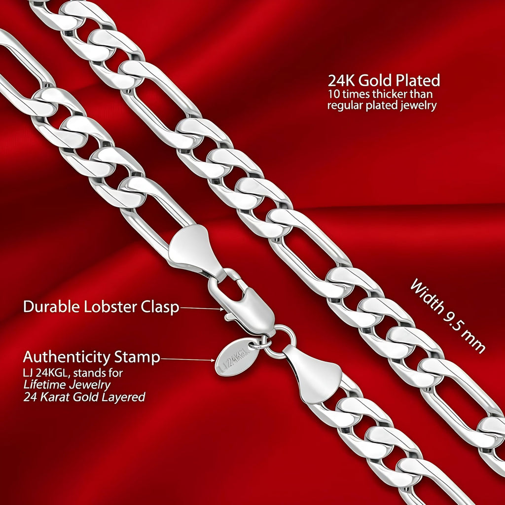 Premium 18K Gold-Plated Figaro Chain Necklace – Stainless Steel | Waterproof & Tarnish Resistant