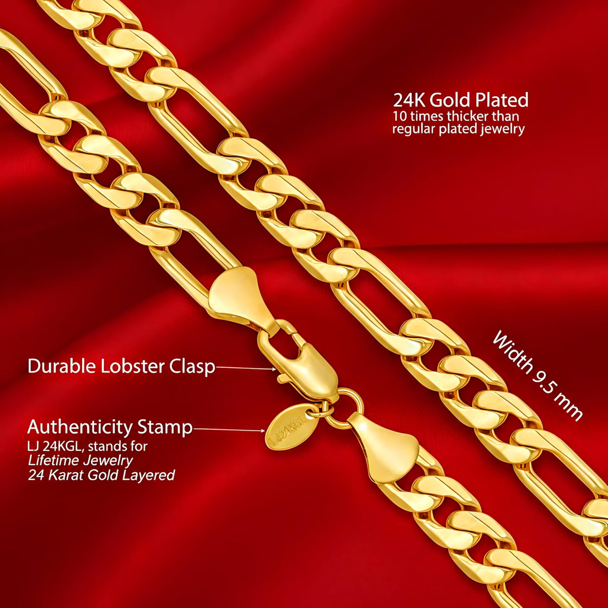 Premium 18K Gold-Plated Figaro Chain Necklace – Stainless Steel | Waterproof & Tarnish Resistant