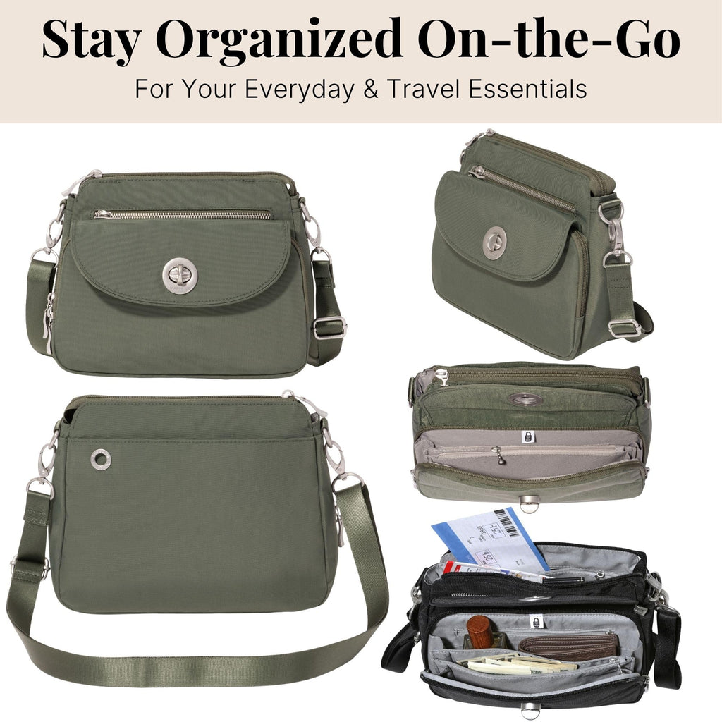 Baggallini Calais Crossbody Bags for Women 10x7 Lightweight Water-Resistant Travel Purse, RFID & Interior Organization