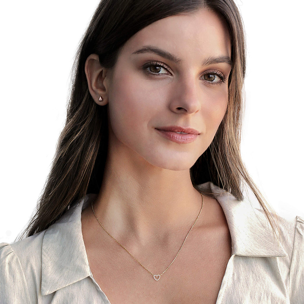PAVOI 14K Gold Plated Cubic Zirconia Heart Necklace | Cute Dainty Love Pendant Necklaces for Women - Valentines Day Trendy Jewelry
