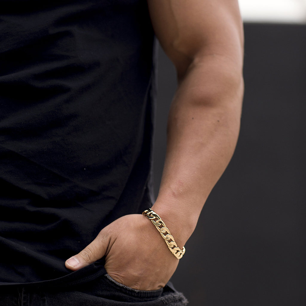 Premium 18K Gold-Plated Cuban Link Bracelet – Luxury Stainless Steel | Waterproof & Tarnish Resistant