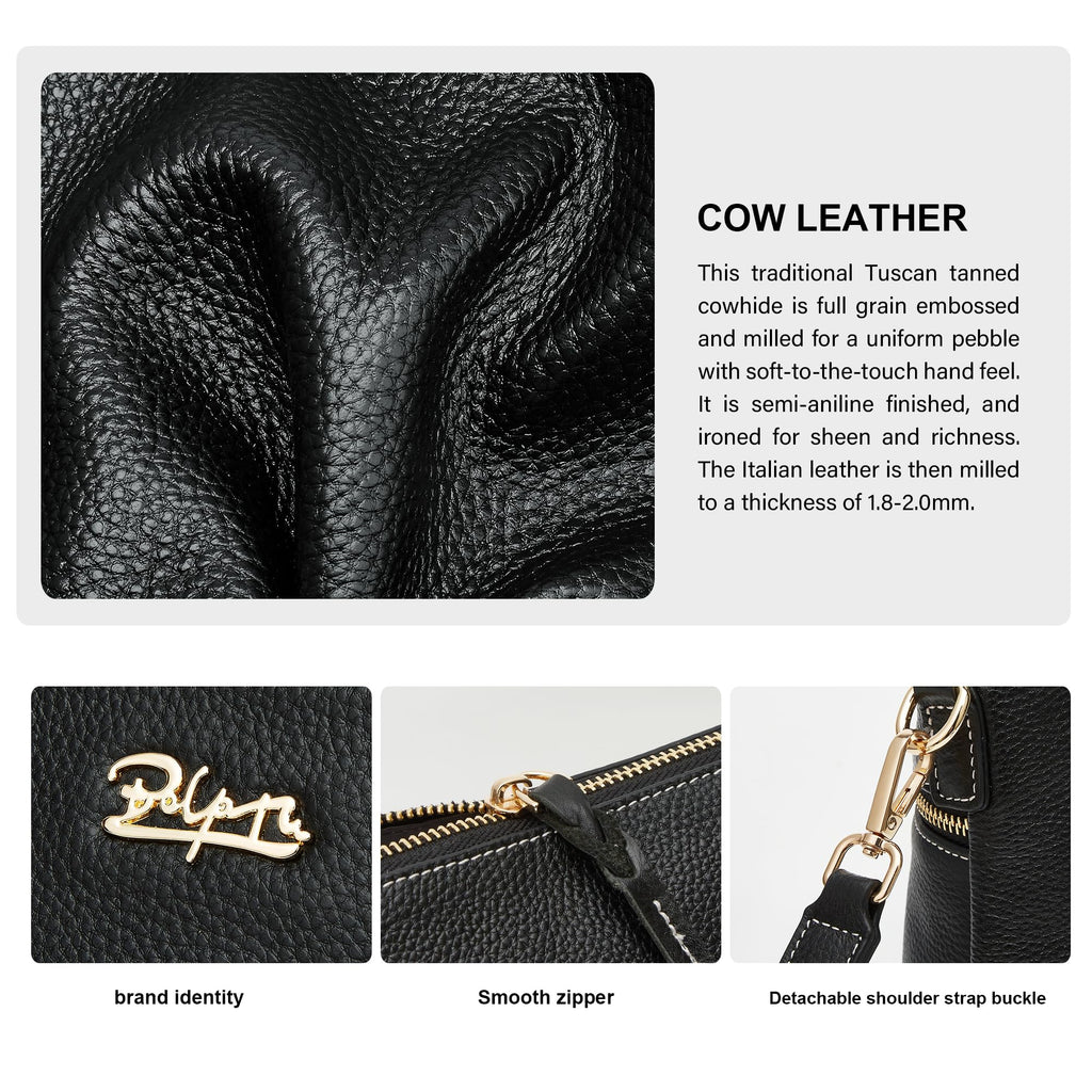 BOYATU Leather Crossbody Bag for Women: Designer Shoulder Purse for Travel - Trendy Genuine Leather Handbag for Everyday