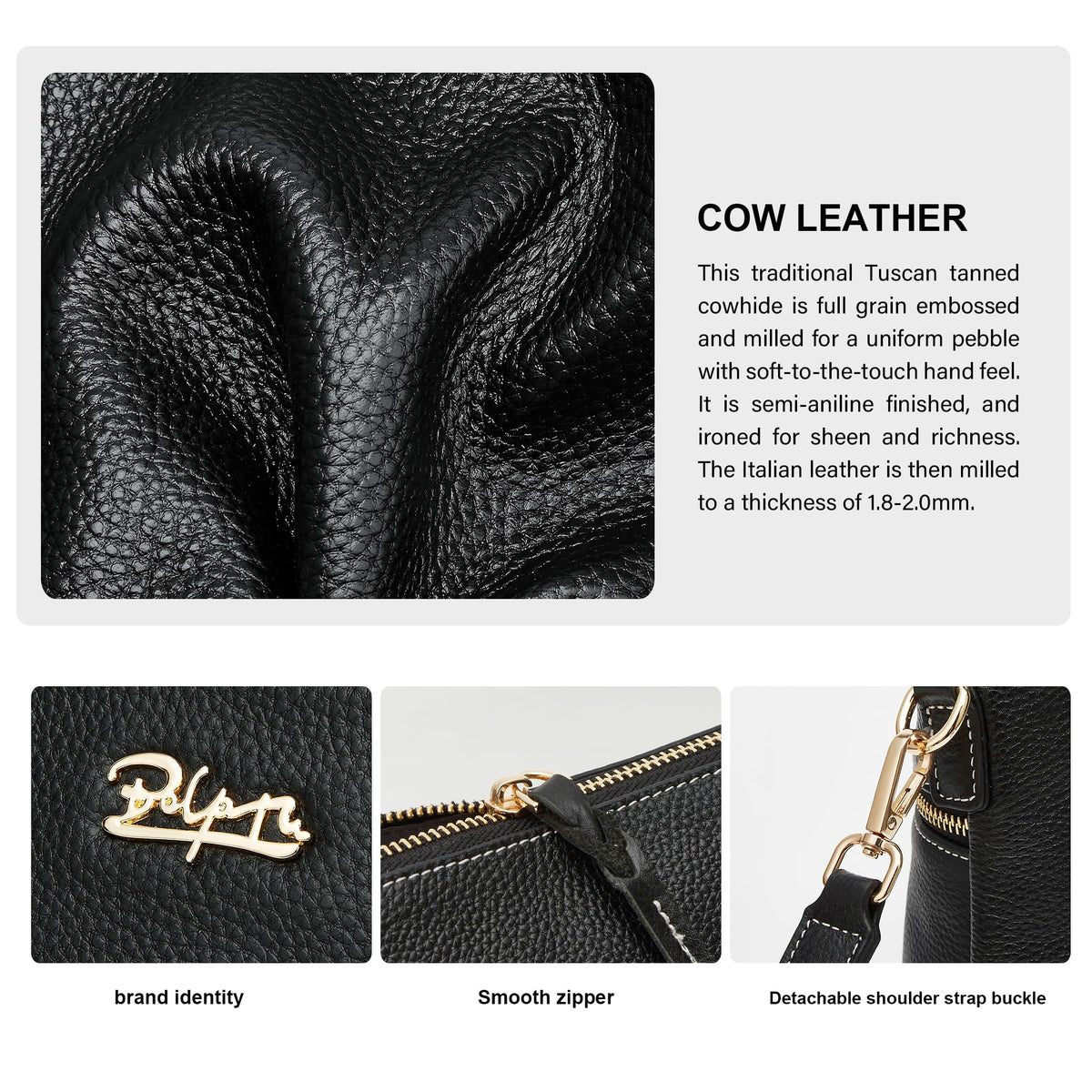 BOYATU Leather Crossbody Bag for Women: Designer Shoulder Purse for Travel - Trendy Genuine Leather Handbag for Everyday