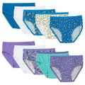 Fruit of the Loom Girls' Tag Free Cotton Brief Underwear Multipacks, Low Rise Brief-10 Pack-Purple/Blue/White, 4