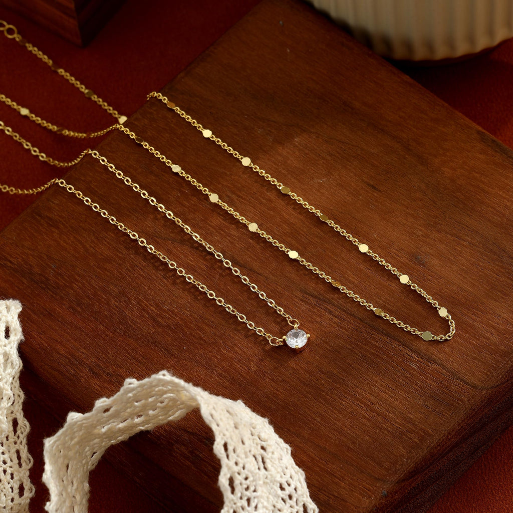 Coshilta Layered Gold Necklaces for Women, 14K Plated Gold Sterling Silver Plated Dainty Pendant Necklace Set with Cubic Zirconia,Stackable Chain Choker,Trendy Personalized Jewelry Gift Non Tarnish