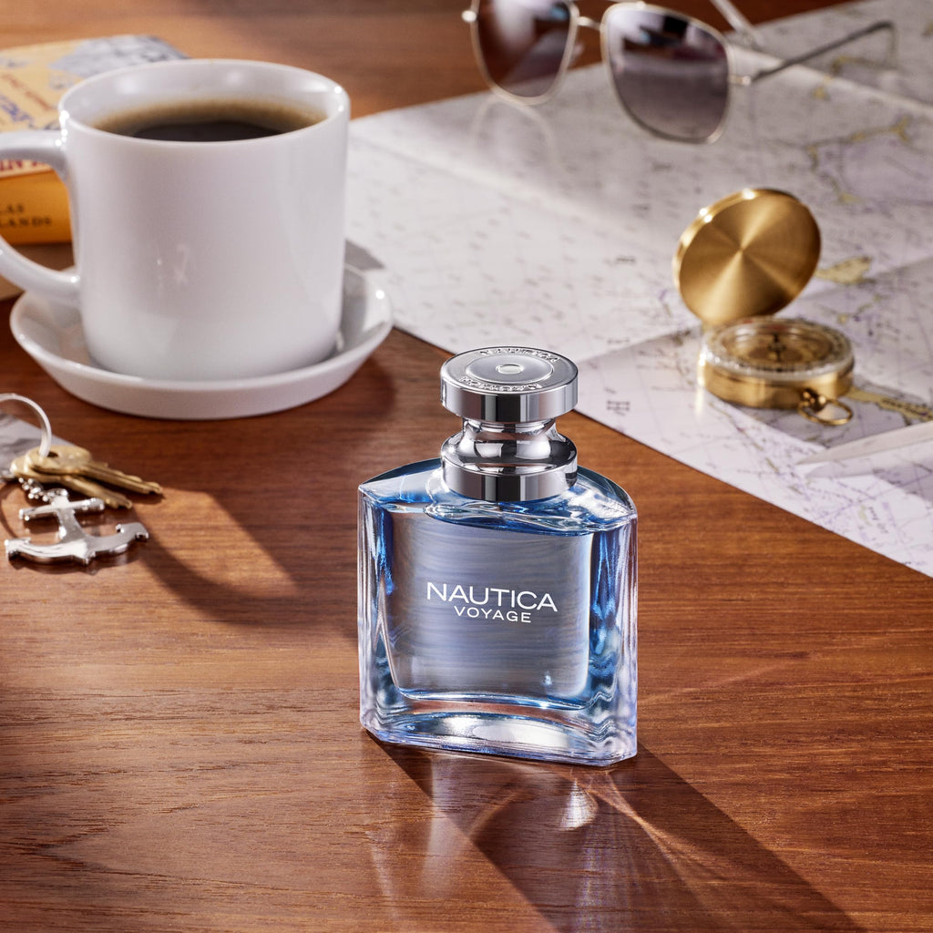 Nautica Voyage Eau De Toilette, Cologne and Fragrance For Men, Fresh, Romantic, Fruity Scent Woody, Aquatic Notes of Apple, Water Lotus, Cedarwood, and Musk Ideal Day Wear, Long Lasting 3.3Fl oz