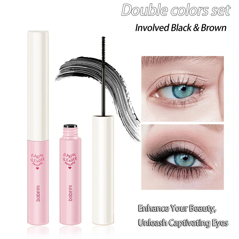 Silk Fiber Curling Mascara, Ultra-Fine Brush, Lengthening & Volumizing, Waterproof, Smudge-Proof, Long-Lasting, Unisex, Eye Safe