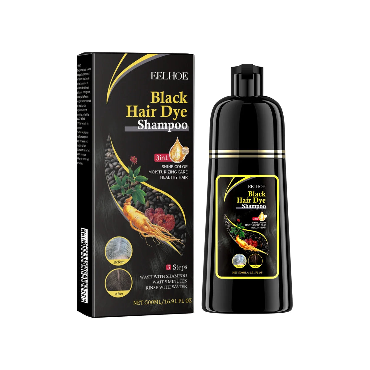 EELHOE Brown Hair Dyeing Shampoo Lasting Coloring Deeply Nourishing Reduce Breakage Promote Scalp Health Hair Dyeing Shampoo
