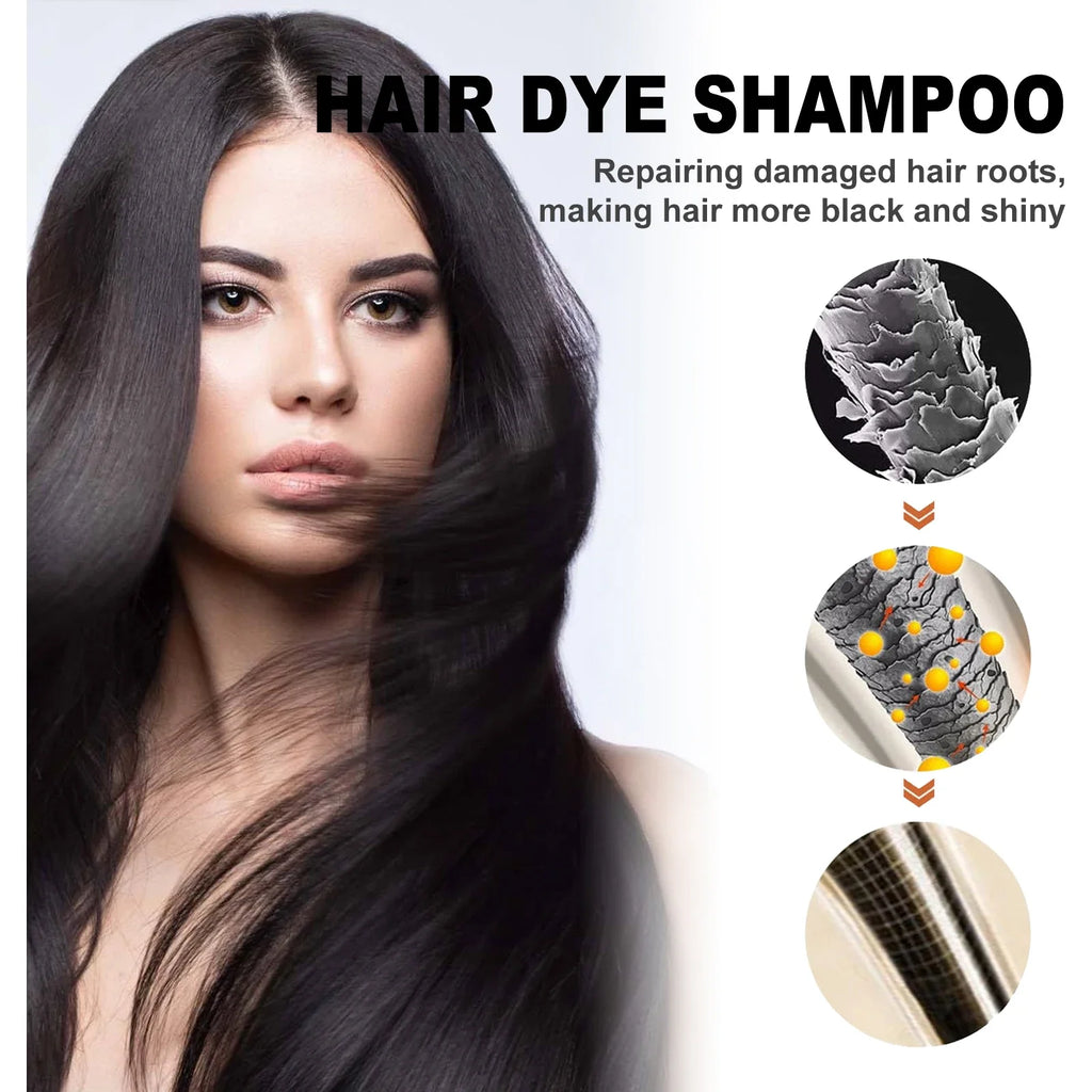 EELHOE Brown Hair Dyeing Shampoo Lasting Coloring Deeply Nourishing Reduce Breakage Promote Scalp Health Hair Dyeing Shampoo