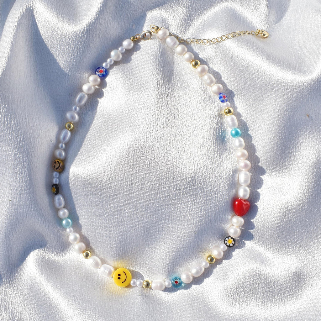Natural Freshwater Pearl Fun Flirty Beaded Choker Necklace Handmade Summer Boho Jewlery Gifts for Women Teen