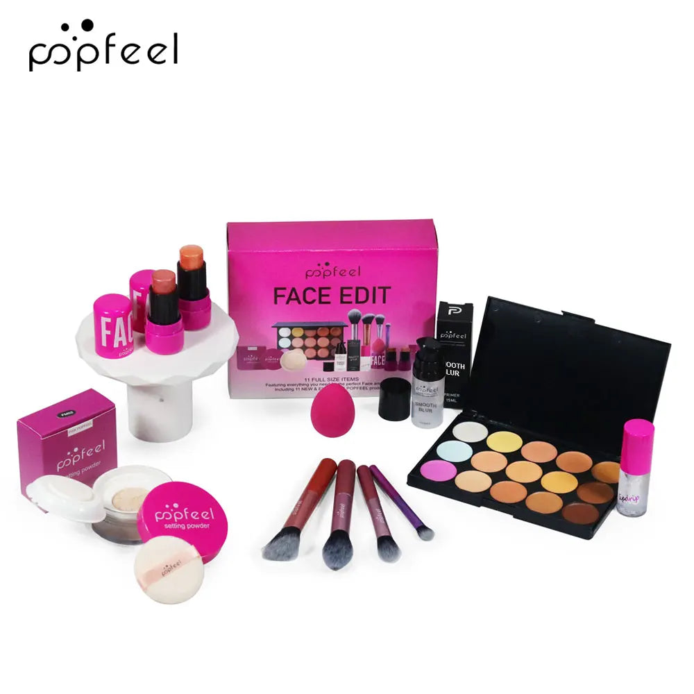 POPFEEL Valentine's Day and Holiday Makeup Gift Set - All-in-One 11-Piece Makeup Kit for Girls and Women, Featuring Concealer