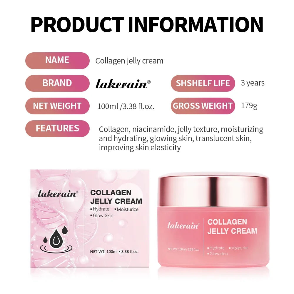 Moisturizing Collagen Jelly Cream Niacinamide Hydrolyzed Collagen Tightening Soothing Anti-Aging Firmness Hydration Skincare
