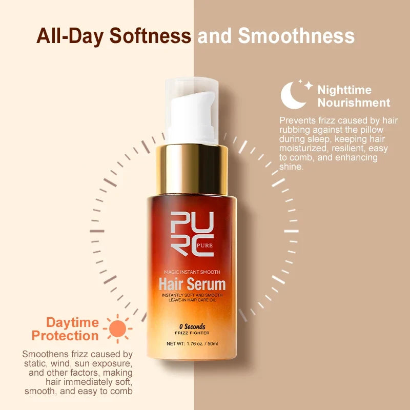 PURC Magic Instant Smooth Hair Serum Nourishing Repair Damaged Leave-In Hair Oil Anti-Frizz Softness Hair Care