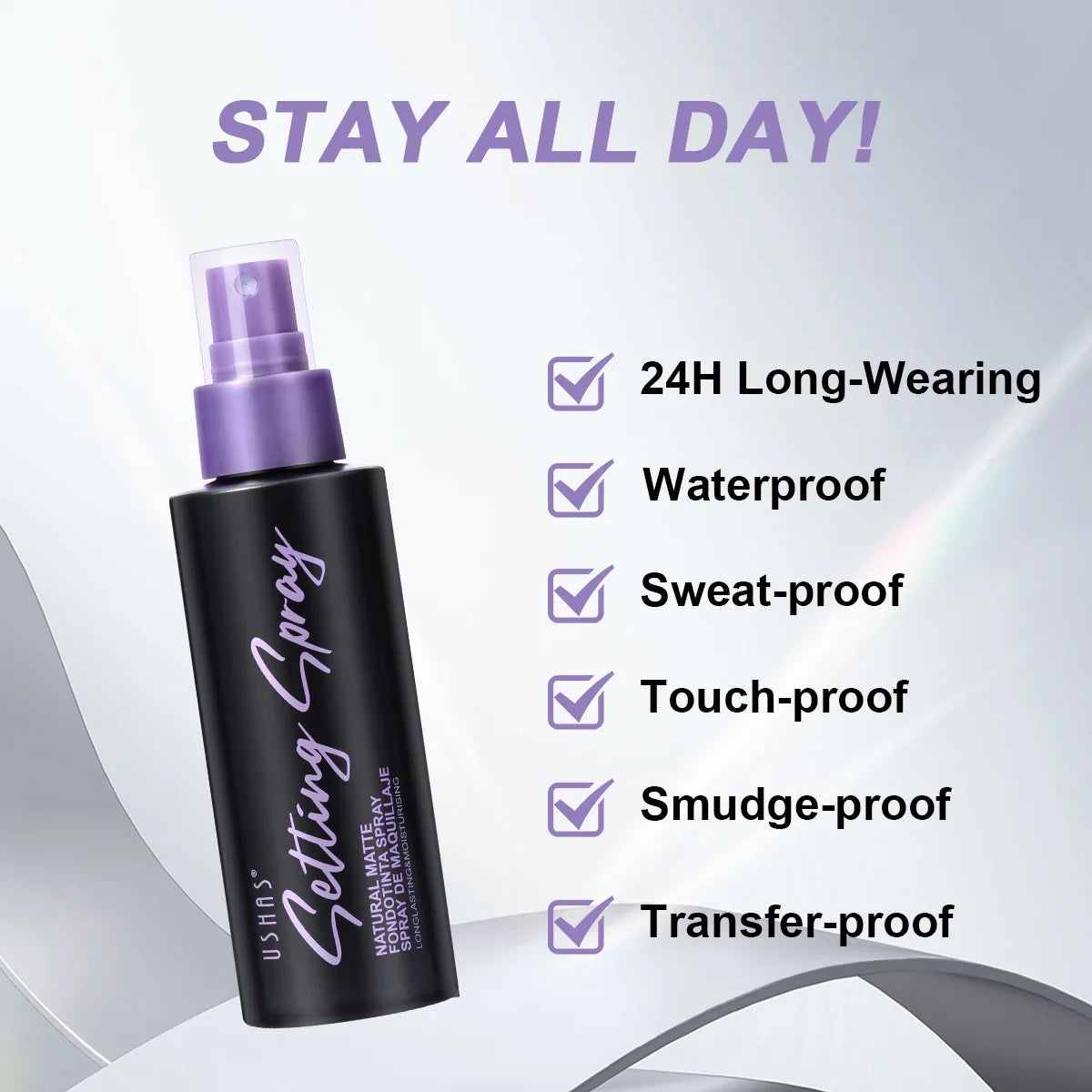 USHAS Waterproof Makeup Setting Spray LongLasting Oil Control Moisturizing Hydration Matte Non-Sticky Spray Foundation Fixer