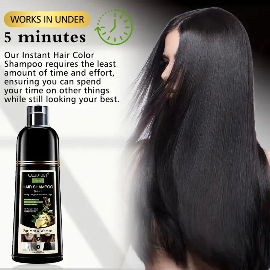 3 In 1 Dye Shampoo Instant Gray White Hair Coverage Hair Color Shampoo 5 Minutes Change Long Lasting Natural Colored Easy To Use