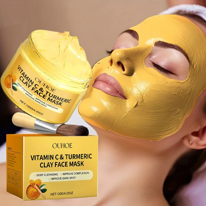 1/3PCS Turmeric VitaminC Clay Mask  Deep Cleansing Facial Improves Dark Spots  Hydrating Skin Care Tightens Skin Evens Skin Tone