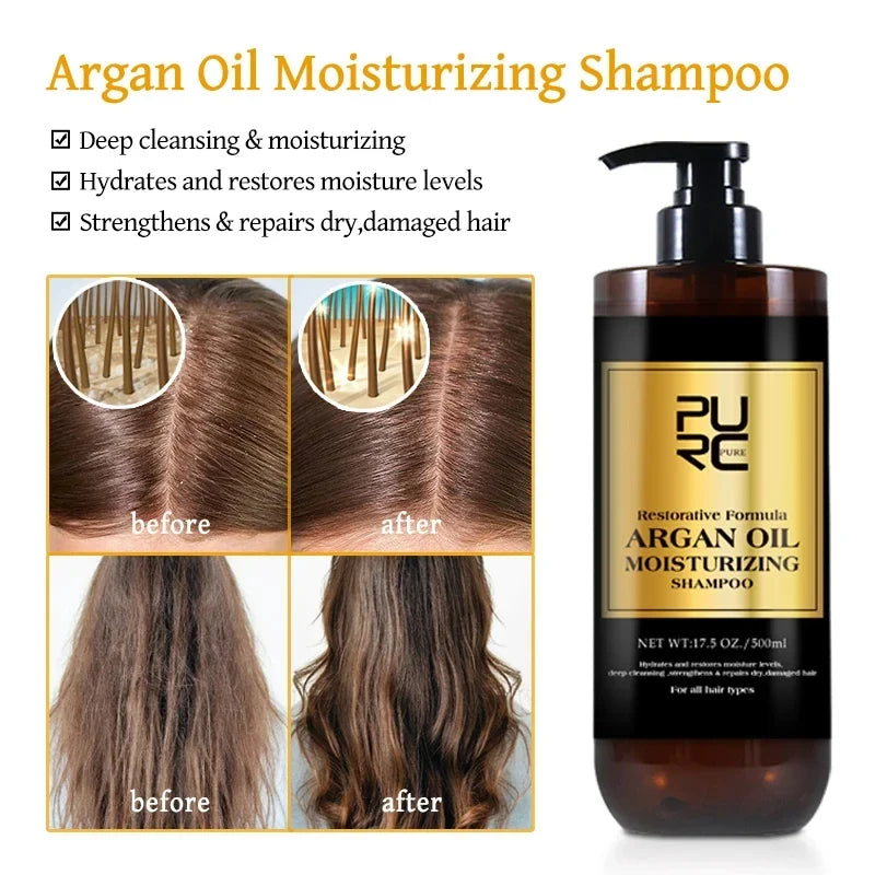 PURC Morocco Set Serum Smoothing Shampoo Conditioner And Repair Hair Mask Anti Dandruff Scalp Anti-Itch Hair Care Products Kit