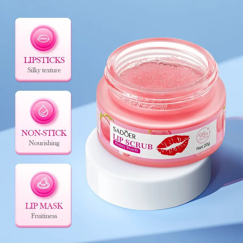 SADOER Fruit Lip Scrub Cream Moisturizing Lips Plumper Hydrating Nourishing Avocado Orange Strawberry Lip Mask Lipstick Care