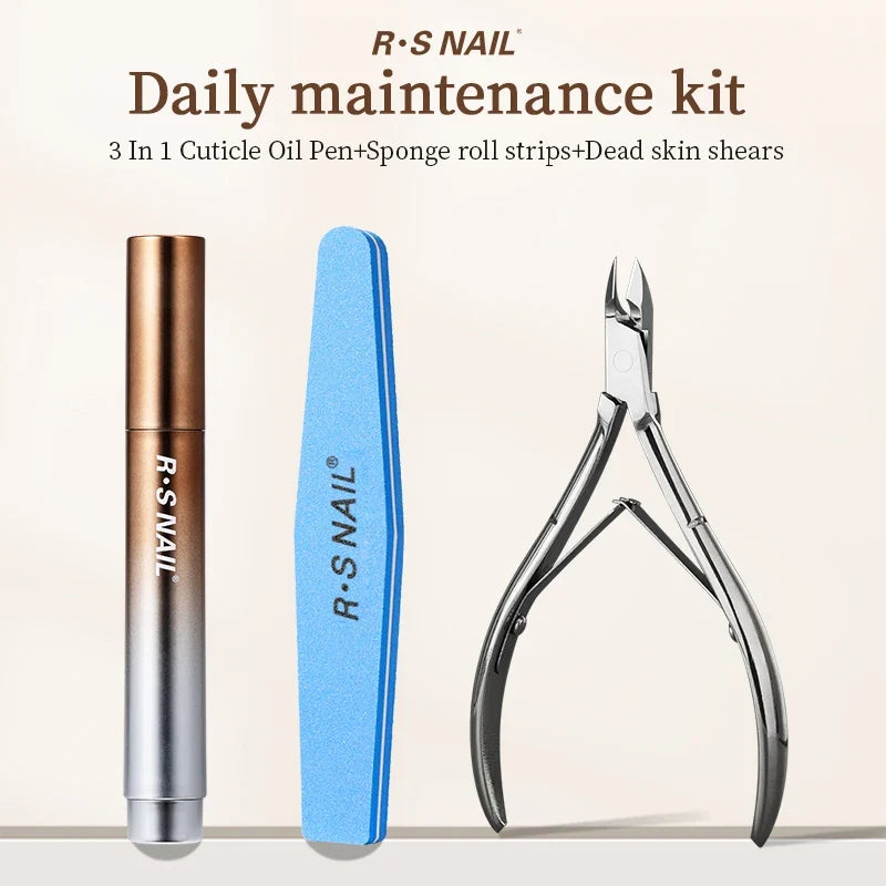 RSNAIL 3-in-1 Cuticle Oil Pen with Ceramic Nail Pusher for Hangnails Dry & Damaged Nails -Nail Care Pen for Repair & Nourishment