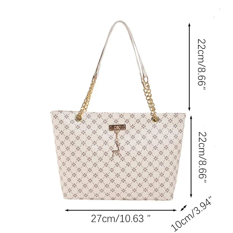 None Presbyopia Handbag Soft Leather Large Capacity Tote For Women With Hanging Accessories Shoulder Bag