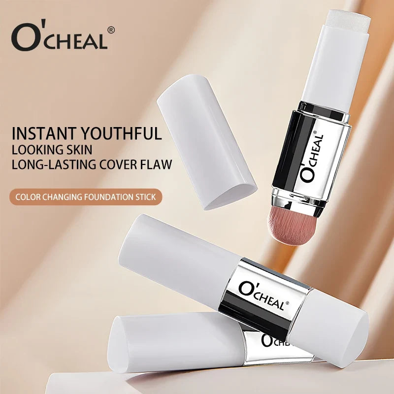 O'CHEAL Temperature Changing Foundation Stick Facial Coverage Blemishes Pores Double-Headed Face Matte Makeup Foundation Cream