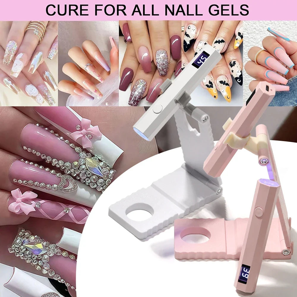 LULAA Cordless Nail Lamp with Stand Handheld UV Light with LCD Display for Gel Nails Rechargeable USB Nail Dryer for Fast Curing