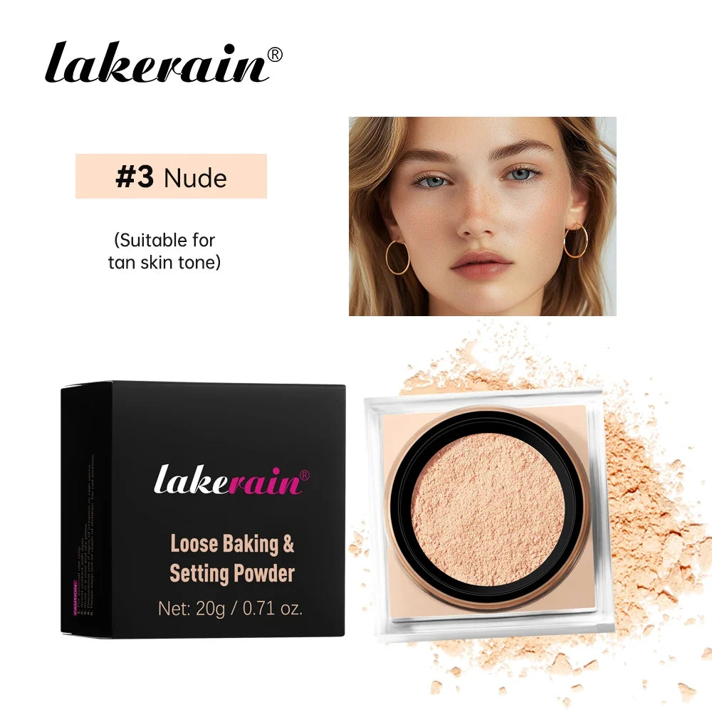 Loose Baking&Setting Powder Long Lasting Oil Control Natural Face Matte Waterproof BrighTening Loose Powder Makeup Cosmetics