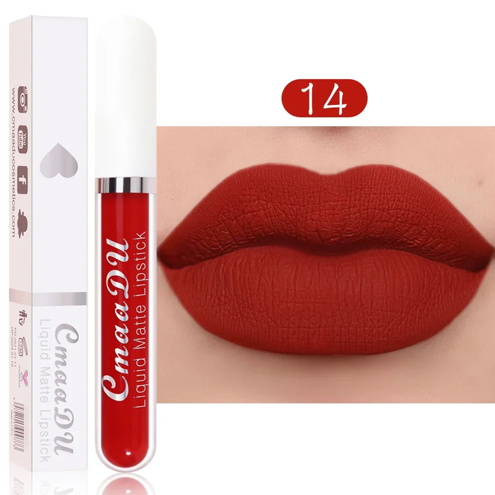 CmaaDu 1 Pcs Matte Lip Gloss Liquid Lipstick- Lip Stains with Long-Lasting Waterproof,  Adult Age Range, Red Tones Easy to Color