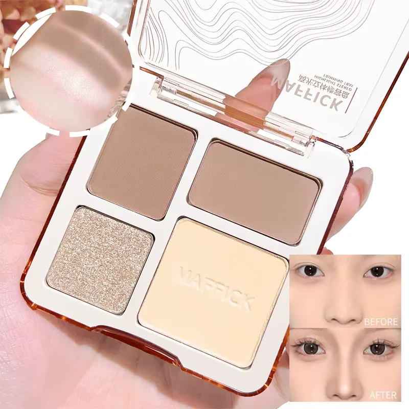 Three-dimensional facial four-color highlight contour palette,matte long-lasting brightening three-dimensional contour cosmetics