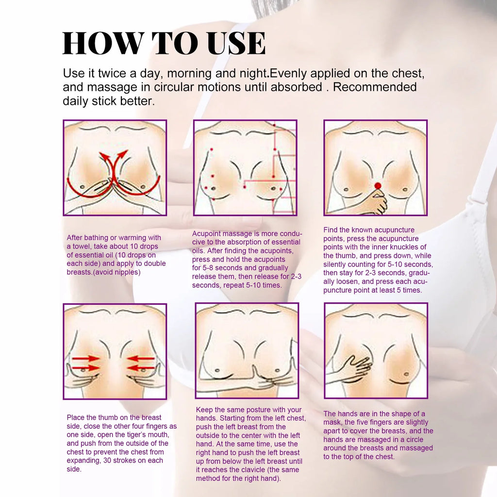 EELHOE Breast Enlargement Oil Breast Growth Hormone Strengthen Skin Elasticity Moisturizing Skin Care Body Firming Massage Oil