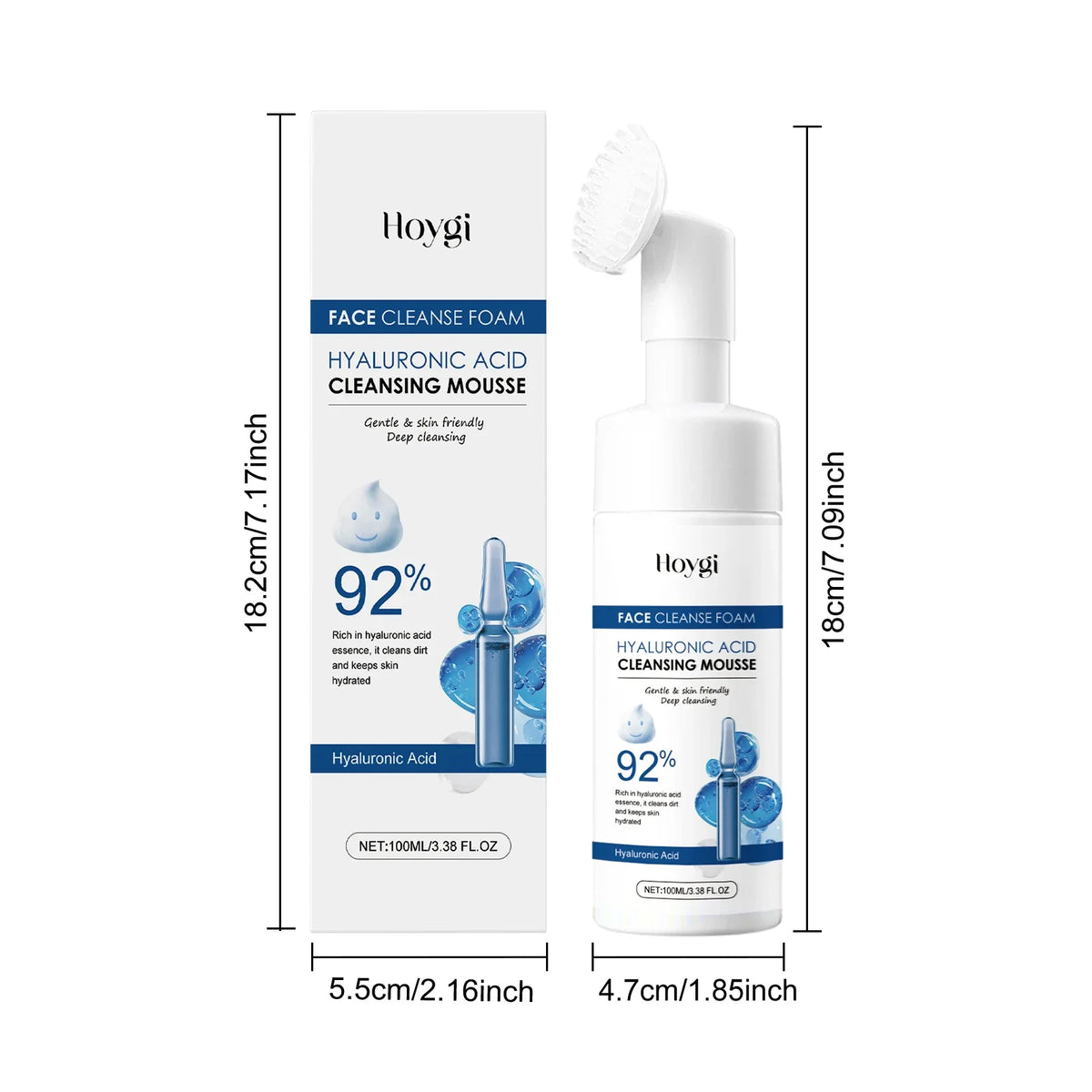 Hyaluronic Acid Cleansing Foam Gentle Moisturizing & Nourishing Oil Control Brightening Rejuvenation Face Wash Foam Face Cleanse