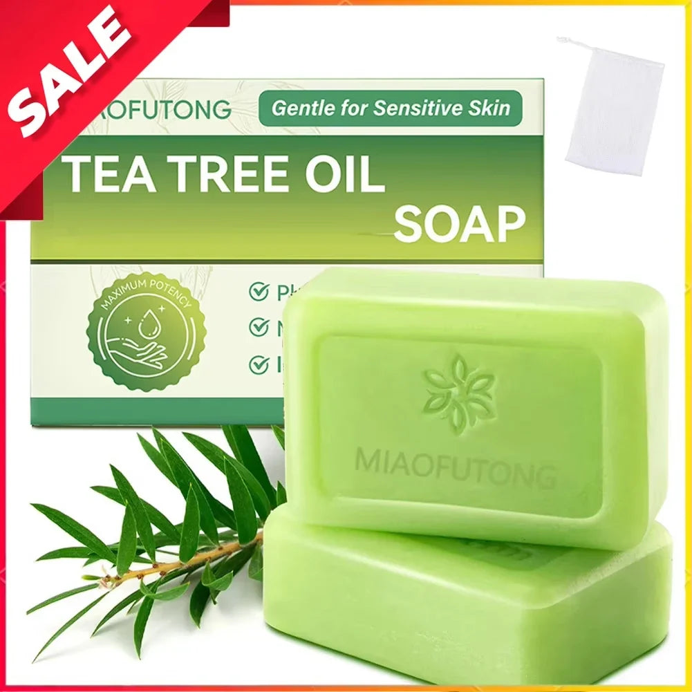 Tea Tree Soap, Soap Bar with Tea Tree Oil, Natural Soaps for Body Skin Cleaning,Gentle Exfoliating Bar Soap