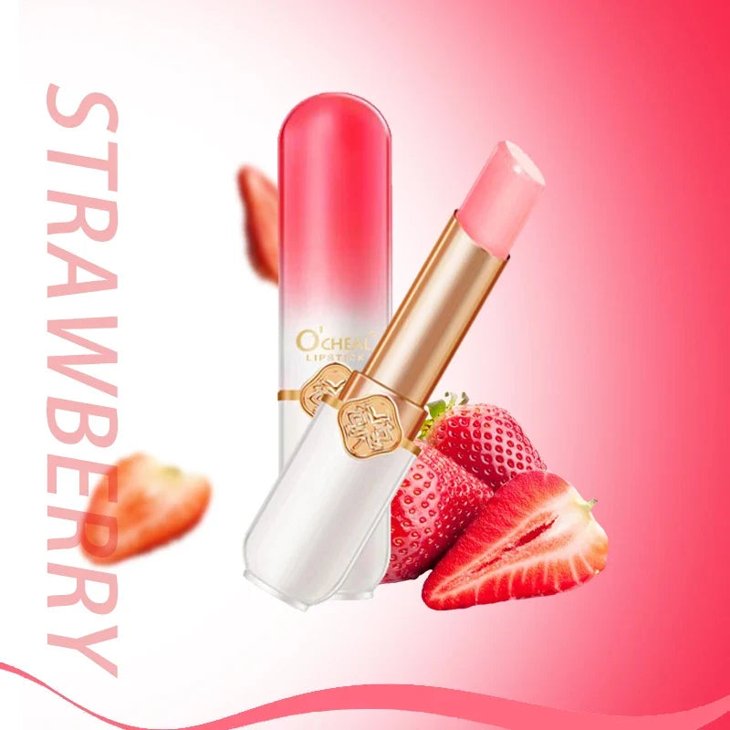 OCHEAL Color Changing Lipstick Fruit Lip Balm Moisturizing Waterproof Long Lasting Moisturizing Lip Balm Temperature Changing