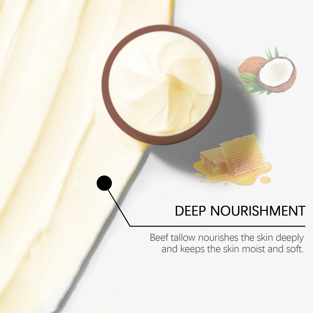 Beef Tallow Face Cream Lasting Moisturizing Soothing Facial Skin Firming Increase Facial Elasticity Nourishing Smooth Skin Care