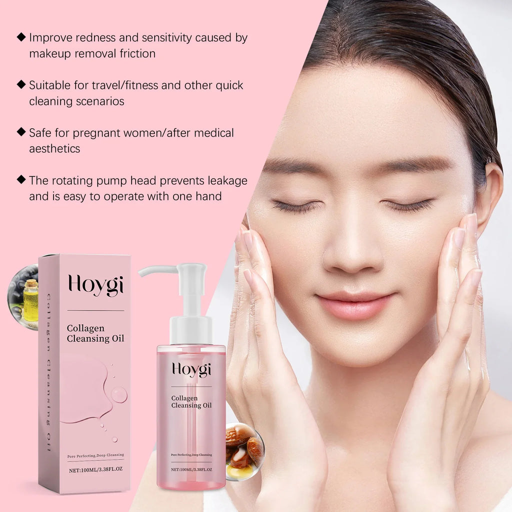 Collagen Makeup Remover Oil Jojoba Oil Makeup Remover Deep Cleansing Pore Dirt Gentle Daily Emulsifying Facial Cleanser Cosmetic