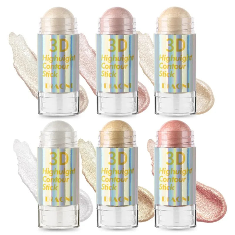 6 Colors 3D Face Brighten Highlighter Bar Cosmetic Face Contour Bronzer Shimmer Highlighter Stick Concealer Cream Makeup tool
