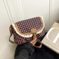 None Polka Dot Canvas Crossbody Bag - With Lace Trim For Women For Daily Casual Commute