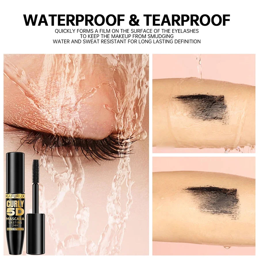 5D Black Waterproof Mascara Lengthens Eyelashes Extension Thick Silk Fiber Mascara Female Makeup Eye Cosmetics Tools for Gifts