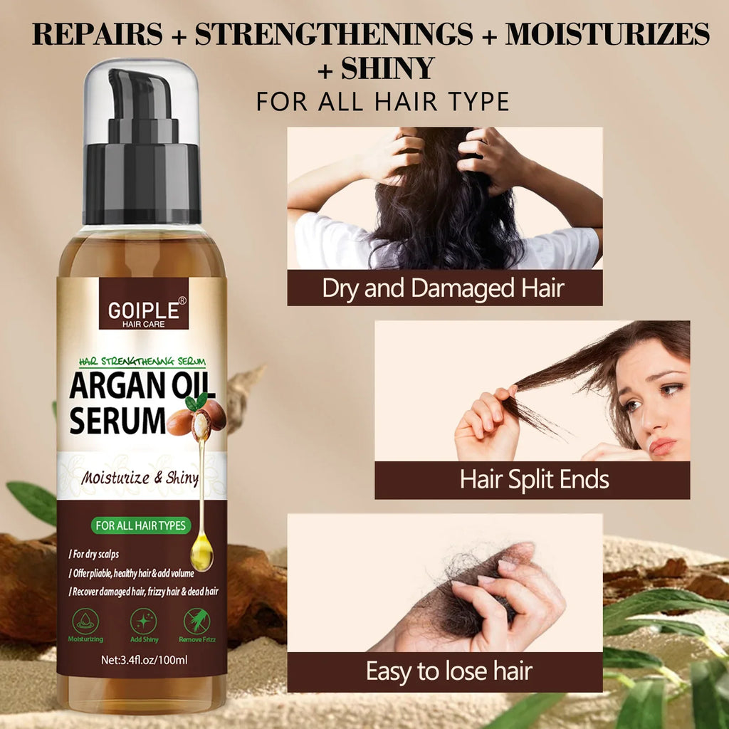 100ml Natural Argan Oil Hair Serum Repair Strengthening Moisturize Shiny Hair Healthy Scalps Treatment Care Conditioner
