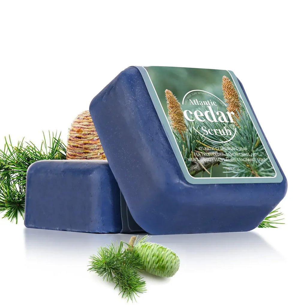 Men's Cedar Essential Oil Soap Travel Portable Hotel Soap Deep Cleansing Woody Fragrance Handmade Soap, Face and Body Soap