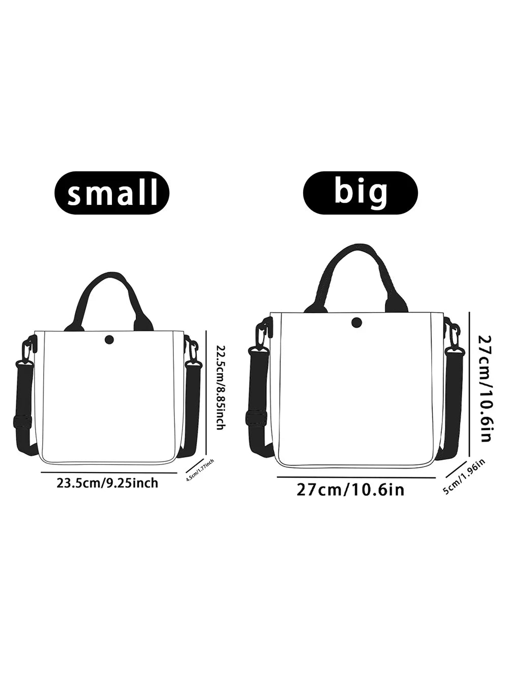 Cartoon Heart Print Tote Bag With Detachable Crossbody Strap For Women Everyday Use