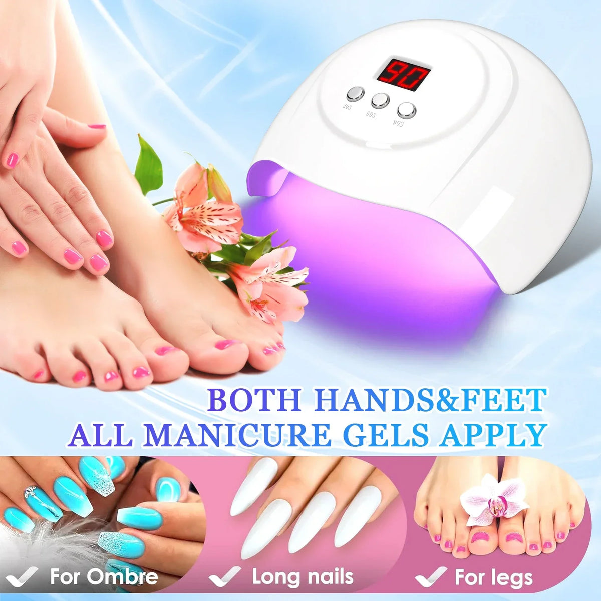 72W UV LED Nail Lamp 24 LEDs Nail Dryer with Infrared Sensor Quick-drying Manicure Lamp UV Cabin for Nail Salon Nail Art Tools