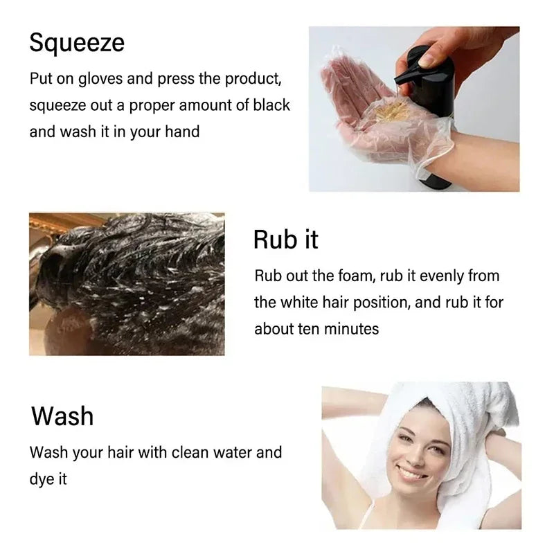 30ml/500ml 3-in-1 Quick Hair Dye Shampoo Natural Black Herbal Hair Dye Moisturizes Mild Hair Dye Conditioner Hair Care Products