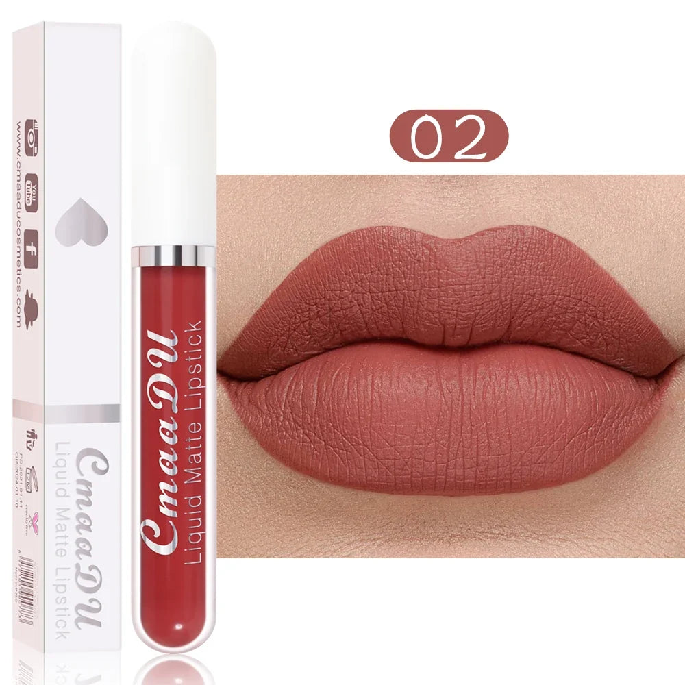 CmaaDu 1 Pcs Matte Lip Gloss Liquid Lipstick- Lip Stains with Long-Lasting Waterproof,  Adult Age Range, Red Tones Easy to Color
