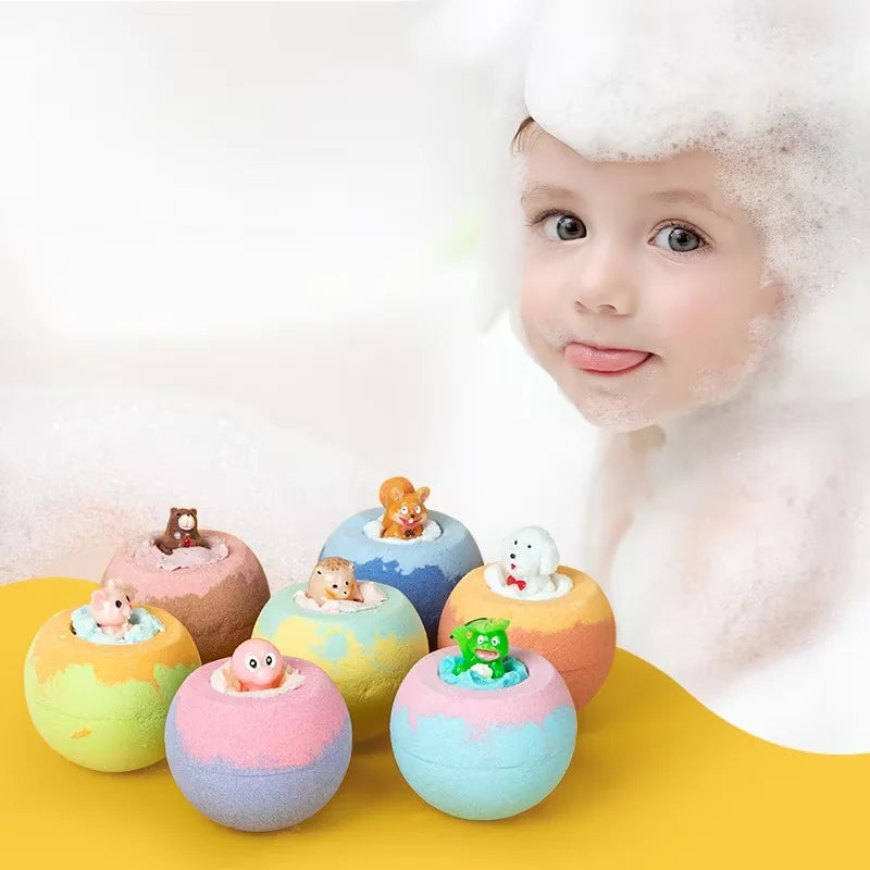 100G Bath Bombs for Kids with Surprise Toys Inside for Kids & Boys and Girls Holiday Bubble Bath with Cheerful Scent