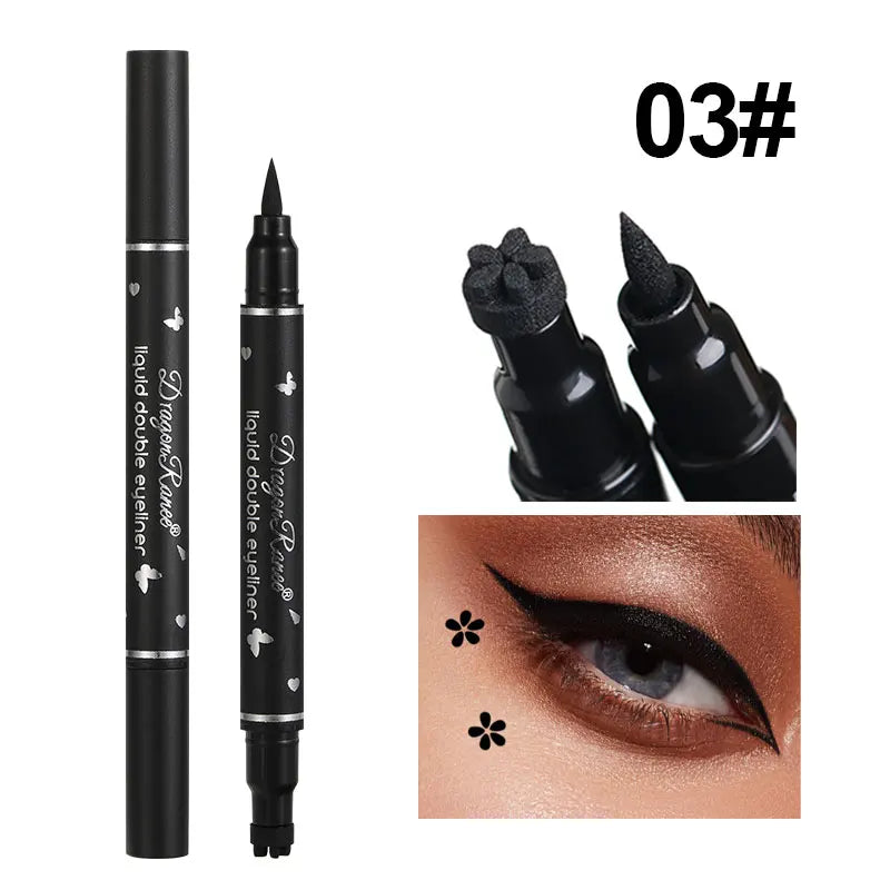 Double-Ended Stamp Eyeliner Waterproof Non-Smudge Eyeliner Liquid Pen Quick-Drying Waterproof Sweat-Proof Not Easy to Smudge Eyeliner Stamp Eyeliner Liquid