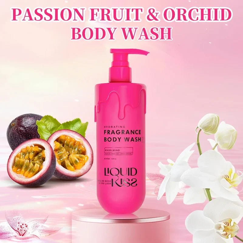 LIQUID KISS Body Wash for Women Oat Etract Moisturizing Shower Deep Moisture WHIRLWIND Fragrance Body Bath Shower Gels 473 Ml