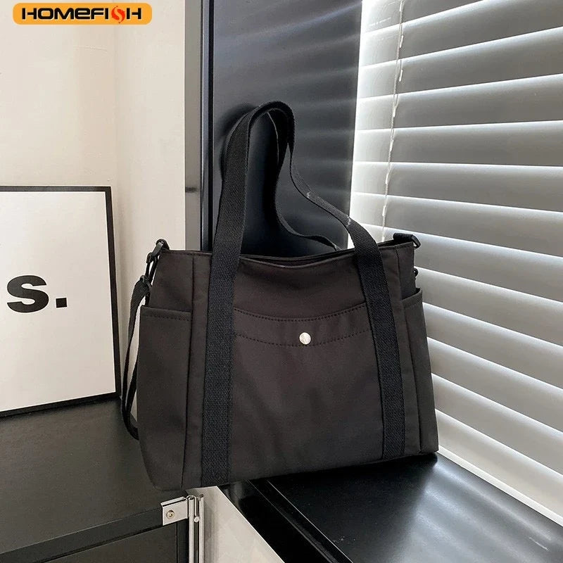 Homefish Large Capacity Nylon Crossbody Messenger Bag - Adjustable Removable Strap
