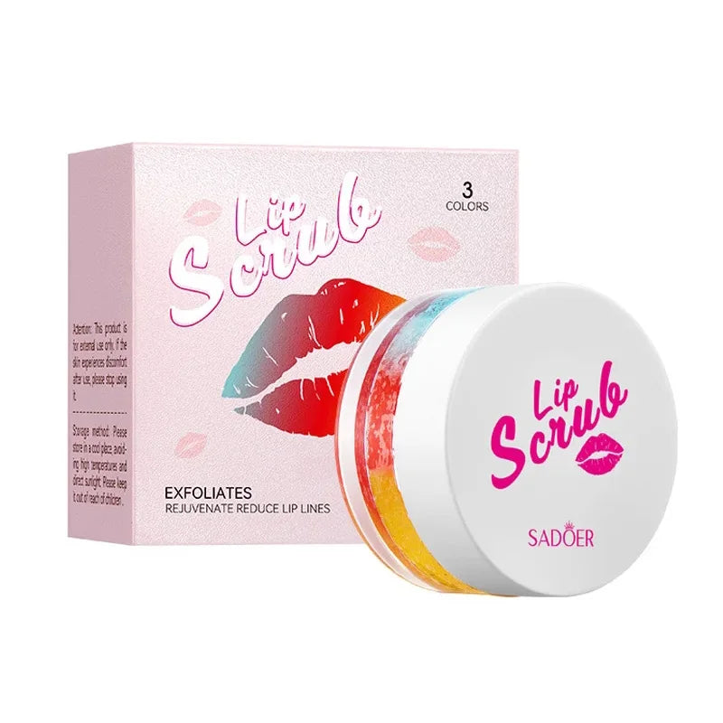 SADOER 3 Color Lip Scrub Cream Moisturizing Lips Plumper Hydrating Nourishing Lip Balm Lipstick Beauty Skin Care